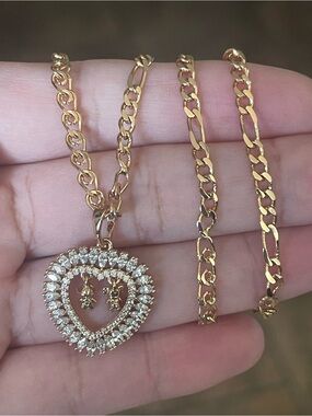 Gold Heart Pendant Boy&Girl Necklace